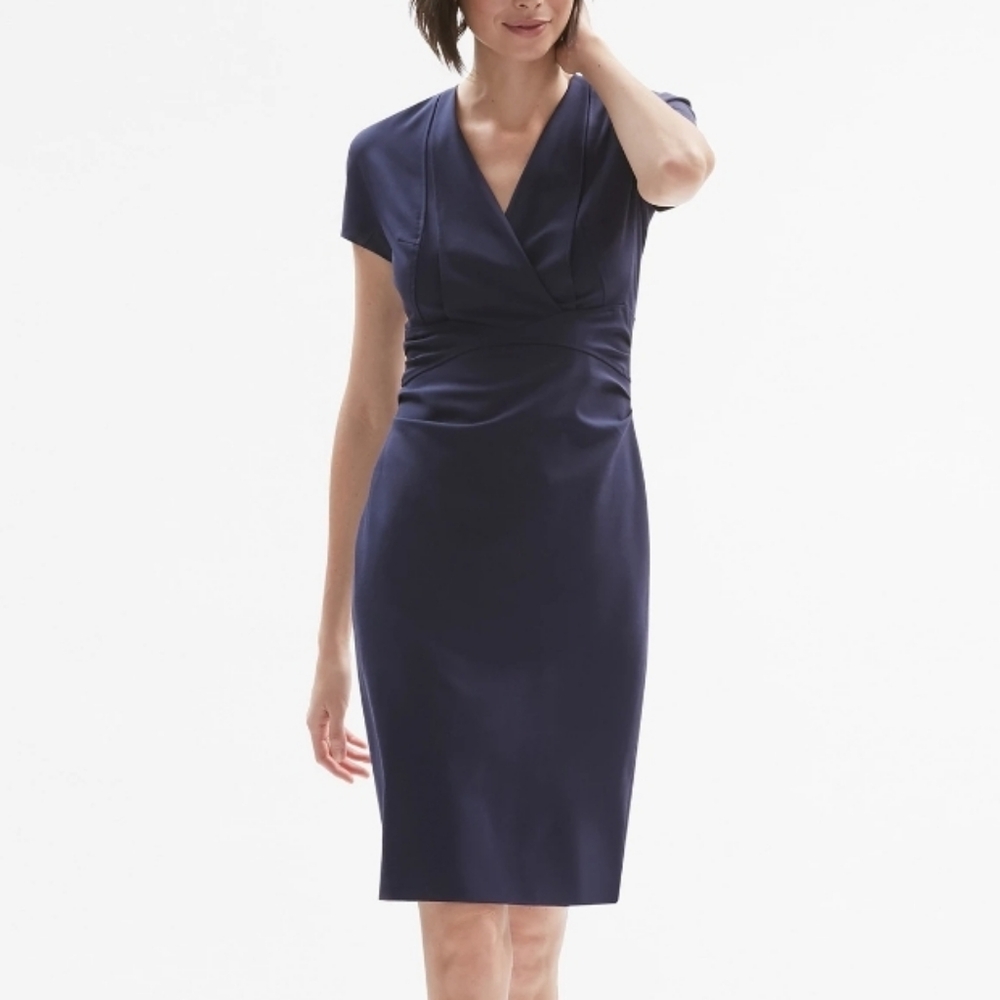 MM LaFleur Emma Blue Wool Sheath Dress Size 0